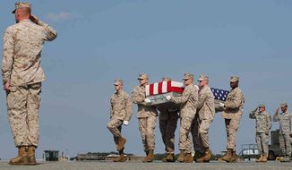 The body of Lance Cpl. Gregory T. Buckley Jr. arriving at Dover Air Force Base in August 2012. (Photo from a Facebook page established by his family.)