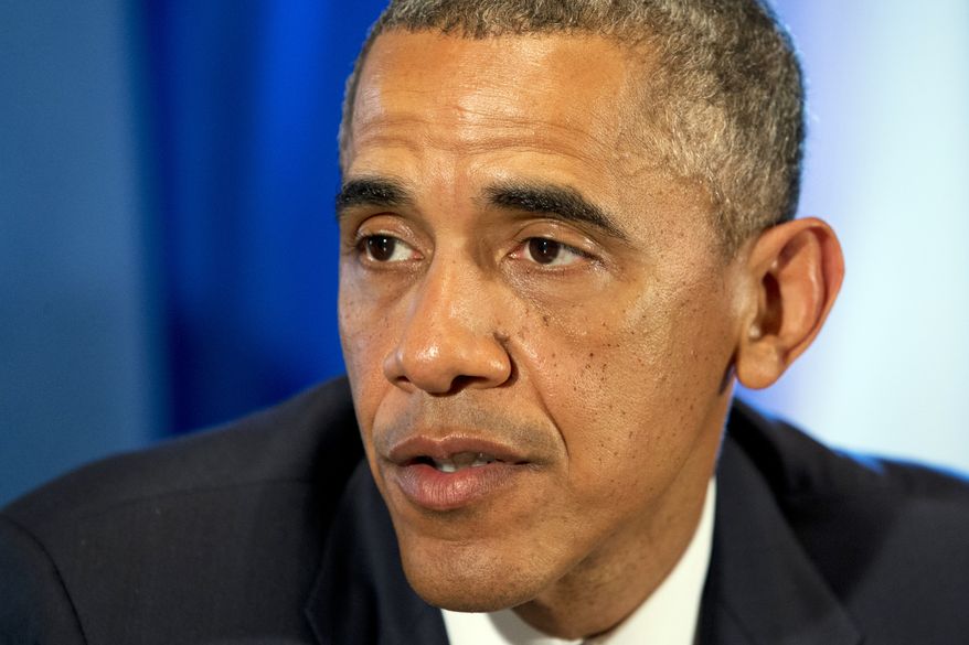 **FILE** President Obama speaks to the media while meeting with El Salvador's President Salvador Sanchez Ceren, Guatemala's President Otto Perez Molina, and Honduran President Juan Hernandez, to discuss Central American immigration and the border crisis in the Cabinet Room in Washington on July 25, 2014. (Associated Press)