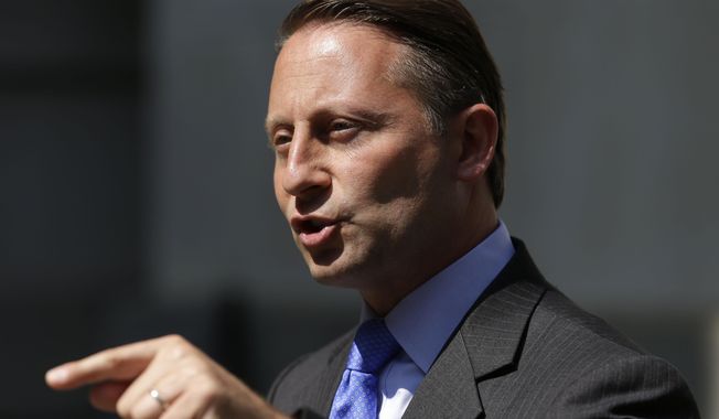 Republican gubernatorial challenger Rob Astorino speaks at a news conference in New York, Wednesday, July 30, 2014. Astorino was speaking about allegations that Democratic Gov. Andrew Cuomo&#x27;s administration meddled with his state anti-corruption commission. (AP Photo/Seth Wenig)