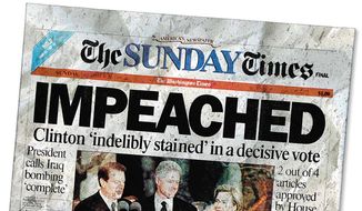Clinton Impeachment Illustration by Greg Groesch/The Washington Times