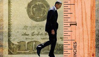Obama Measuring Up Illustration by Greg Groesch/The Washington Times