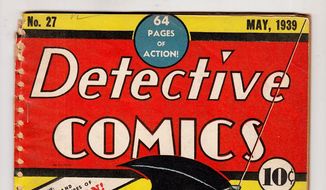 This undated image provided by ComicConnect.com shows a May 1939 copy of Detective Comics, which featured one of the earliest appearances of Batman. The comic is being auctioned online along with a nearly mint copy of the first Incredible Hulk comic book and a 1942 Archie comic book, Archie No. 1, which marked the first time the red-headed character appeared in his own magazine. (AP Photo/ComicConnect.com)