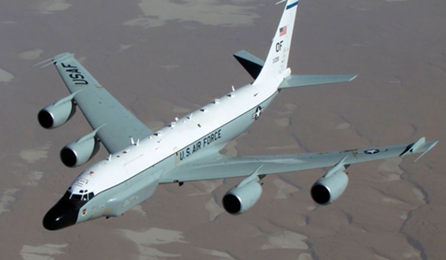 The RC-135V/W Rivet Joint reconnaissance aircraft. (U.S. Air Force) ** FILE **