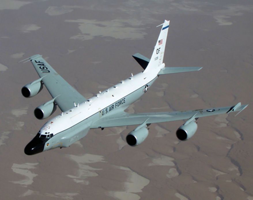 The RC-135V/W Rivet Joint reconnaissance aircraft. (U.S. Air Force) ** FILE **