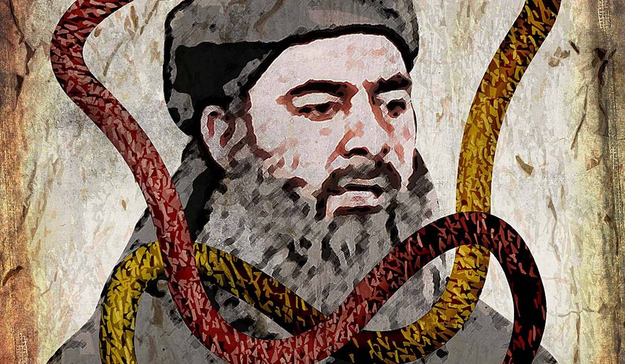 Doomed Ibrahim Caliphate Illustration by Greg Groesch/The Washington Times