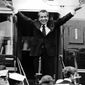 In this Aug. 9, 1974 photo, Richard Nixon waves goodbye with a salute to his staff members outside the White House as he boards a helicopter and resigns the presidency on Aug. 9, 1974. He was the first president in American history to resign the nation&#39;s highest office. (AP Photo, File)