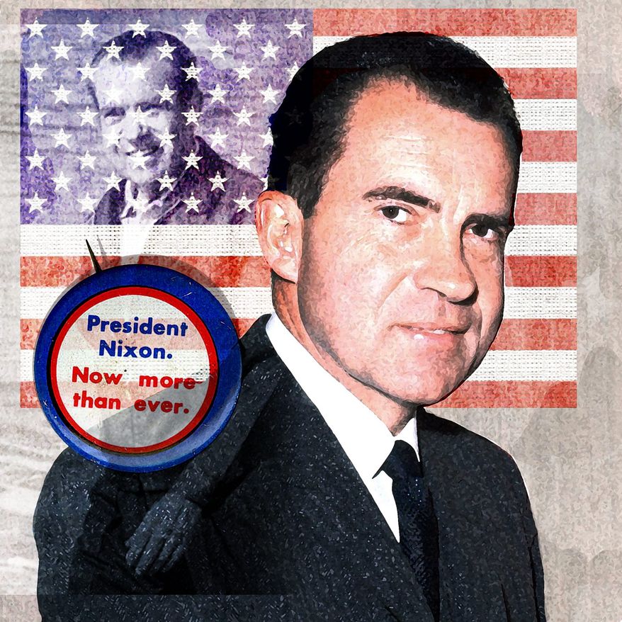 Illustration on Richard Nixon by Alexander Hunter/The Washington Times