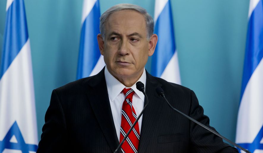 Israeli Prime Minister Benjamin Netanyahu listens during a press conference in Jerusalem on Wednesday, Aug. 6, 2014. Netanyahu defended Israel&#x27;s intense bombardment of Gaza, saying that despite the high civilian death toll it was a &quot;justified&quot; and &quot;proportionate&quot; response to Hamas attacks. (AP Photo/Jim Hollander, Pool)