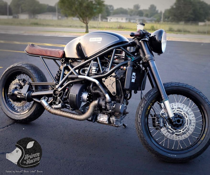 Hormel's motorcycle, powered by biodiesel fuel derived from bacon grease. (Hormel Corporation)