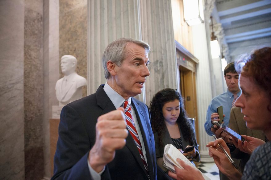 Sen. Rob Portman, Ohio Republican, says, "America is not the world's policeman. Cannot be, should not be. But we should be the sheriff." (associated presS)