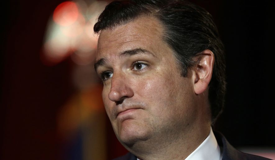** FILE ** U.S. Sen. Ted Cruz, R-Texas, pauses as he delivers a speech to 2014 Red State Gathering attendees, Friday, Aug. 8, 2014, in Fort Worth, Texas. (Associated Press)