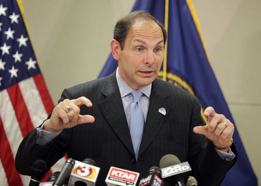 Secretary of Veterans Affairs Robert A. McDonald, speaks at the Phoenix VA Medical Center on Friday, Aug. 8, 2014, in Phoenix. McDonald, a former Procter and Gamble CEO who took the top VA post July 30, met with veterans, hospital employees and caregivers during his Phoenix visit. (AP Photo/Rick Scuteri)