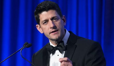 ** FILE ** This May 12, 2014, file photo shows Rep. Paul Ryan, R-Wisc., as he speaks at the Manhattan Institute for Policy Research Alexander Hamilton Award Dinner in New York. (AP Photo/John Minchillo, File )