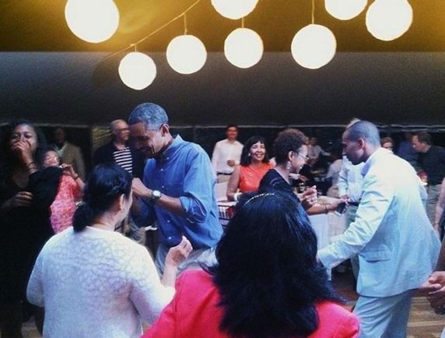 A Martha's Vineyard photographer quietly deleted photographs of President Obama dancing during a birthday celebration on the island for Ann Jordan. (Instagram/Elizabeth Cecil)
