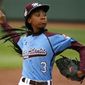 Pennsylvania&#39;s  Mo&#39;ne Davis delivers in the fifth inning against Tennessee during a baseball game in United States pool play at the Little League World Series tournament in South Williamsport, Pa., Friday, Aug. 15, 2014. Pennsylvania won 4-0 with Davis pitching a complete game two-hit shutout. AP Photo/Gene J. Puskar)