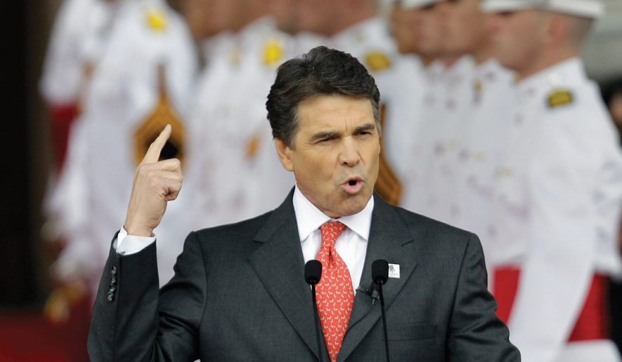 Texas Gov. Rick Perry, despite his earlier troubles this week, has been on a roll, with the media hot on his trail. (Associated Press)