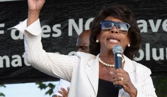 United States Congresswoman Maxine Waters speaks about slain teen Michael Brown to the crowd at Peace Fest, Sunday, Aug. 24, 2014, in St. Louis. (AP Photo/Bill Boyce)