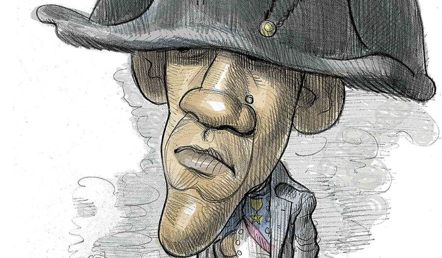 Napoleon Obamapart Illustration by Alexander Hunter/The Washington Times