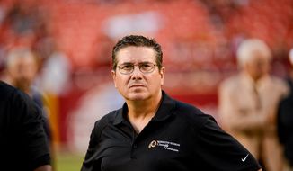 Washington Redskins owner Dan Snyder stands on the sidelines before the Washington Redskins play the Cleveland Browns in NFL preseason football at FedExField, Landover, Md., Monday, August 18, 2014. (Andrew Harnik/The Washington Times)