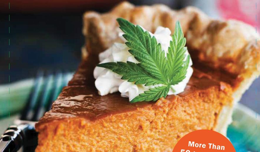 This undated image provided by Elise McDonough shows the cover of the "The Official High Times Cannabis Cookbook." Cannabis cuisine is on the rise in the wake of legalizations around the country. (AP Photo/Chronicle Books, Sara Remington)