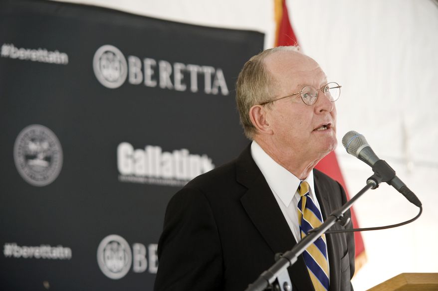 Sen. Lamar Alexander (R-TN) speaks at the Beretta ground breaking ceremony in Gallatin, Tn. on August 28, 2014. (Washington Times, Martin B. Cherry)
