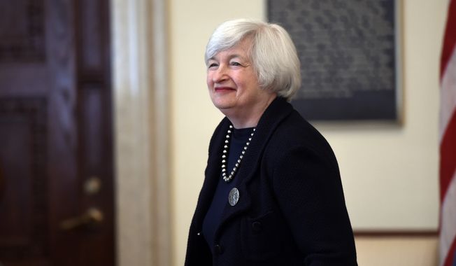 Federal Reserve Chair Janet Yellen arrives for a Board of Governors meeting at the Federal Reserve in Washington, Wednesday, Sept. 3, 2014. The meeting is to discuss a final rulemaking to implement a quantitative liquidity requirement in the United States as well as a proposed rule on margin requirements for non-cleared swaps of prudentially regulated swap entities. (AP Photo/Susan Walsh)