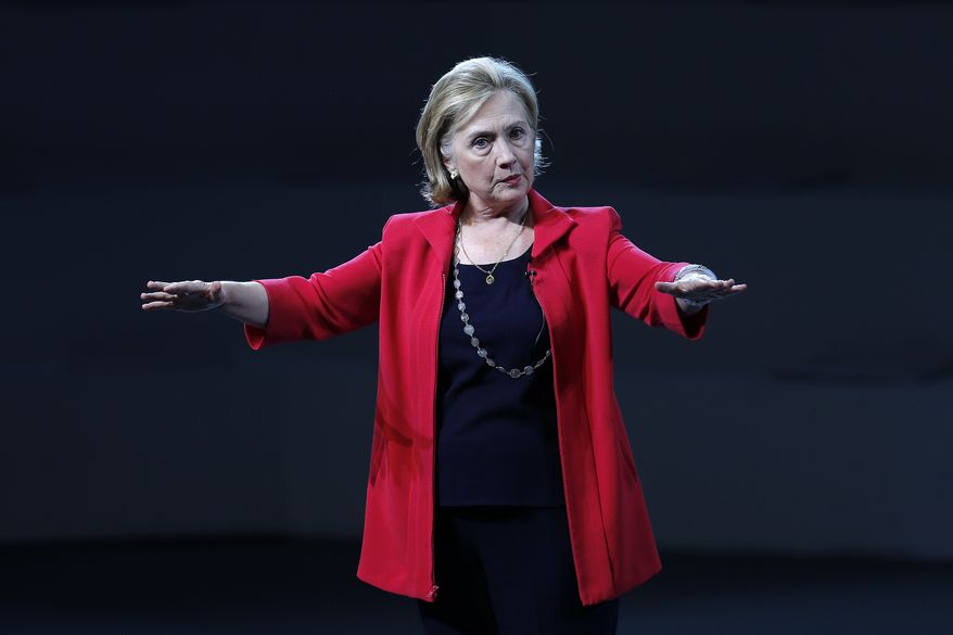 Former Secretary of State Hillary Rodham Clinton speaks to the scholarship recipients of the Telmex Foundation during the annual Mexico XXI Century event, hosted by billionaire Carlos Slim, in Mexico City, Mexico, Friday, Sept. 5, 2014. (AP Photo/Dario Lopez-Mills)