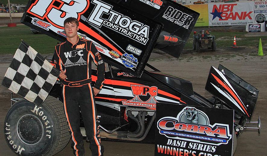 This July 5, 2014, photo provided by Empire Super Sprints, Inc., shows sprint car driver Kevin Ward Jr., posed in victory lane at the Fulton Speedway in Fulton, N.Y. Tony Stewart says the death of Ward will &quot;affect my life forever&quot; as he returned to the track for the first time since his car struck and killed the fellow driver during a sprint-car race in New York. Stewart spoke Friday, Aug. 29, 2014 at Atlanta Motor Speedway in Hampton, Ga.,  for the first time Ward died at an Aug. 9, dirt-track event in upstate New York. (AP Photo/Empire Super Sprints, Inc.)