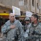 Gen. Ray Odierno, Commanding General, Multi-National Forces-Iraq, and U.S. Army Lt. Col. Joseph McGee, Commander of 2-327 Infantry Battalion, 1st Brigade Combat Team, 101st Airborne Division, walk through the streets of Samarra to visit the locals, on Oct. 29, 2008. (U.S. Army) ** FILE **