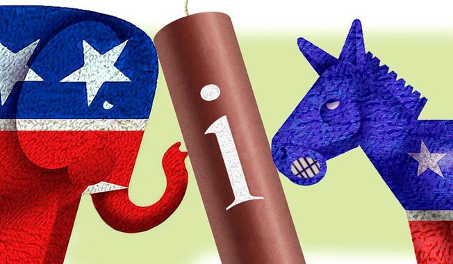Illustration on the disruptive element of independent candidates by Alexander Hunter/The Washington Times