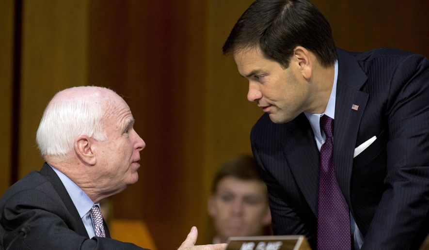 Sen. John McCain (left) and Sen. Marco Rubio said President Trump should have pressed Saudi Arabia harder on human rights. (Associated Press/File)