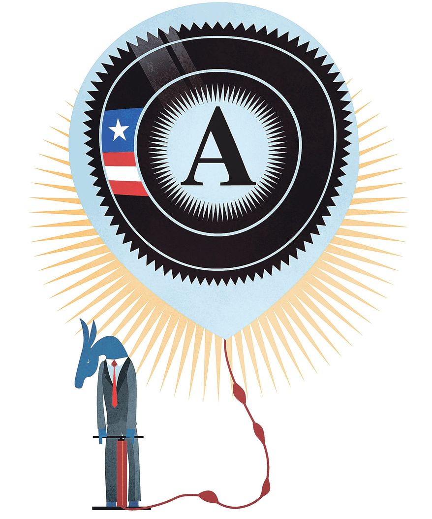Illustration at the political hyping of AmeriCorps by Linas Garsys/The Washington Times