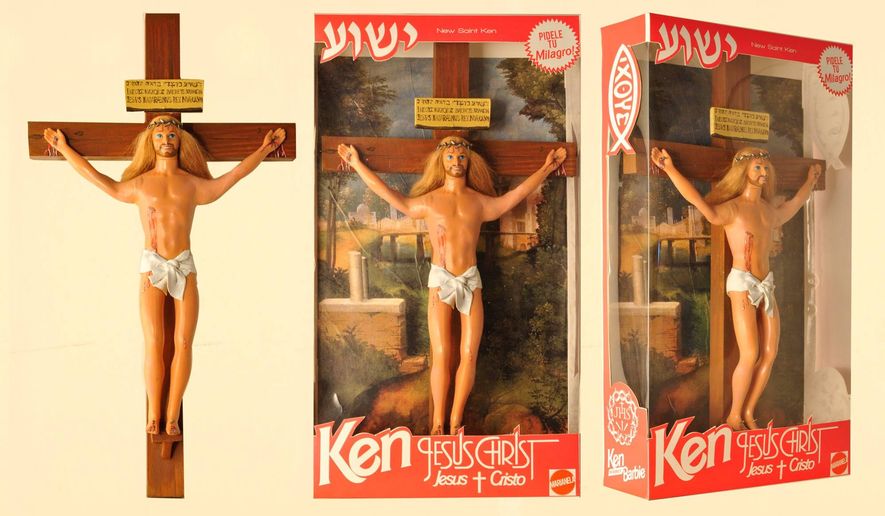 Two Argentinean artists have styled Barbie and Ken dolls as religious figures for an exhibition in Buenos Aires. (Pool Paolini/Facebook)