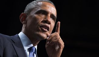 President Barack Obama speaks about the economy, Thursday, Oct. 2, 2014, at Northwestern University in Evanston, Ill. (AP Photo/Evan Vucci) ** FILE **