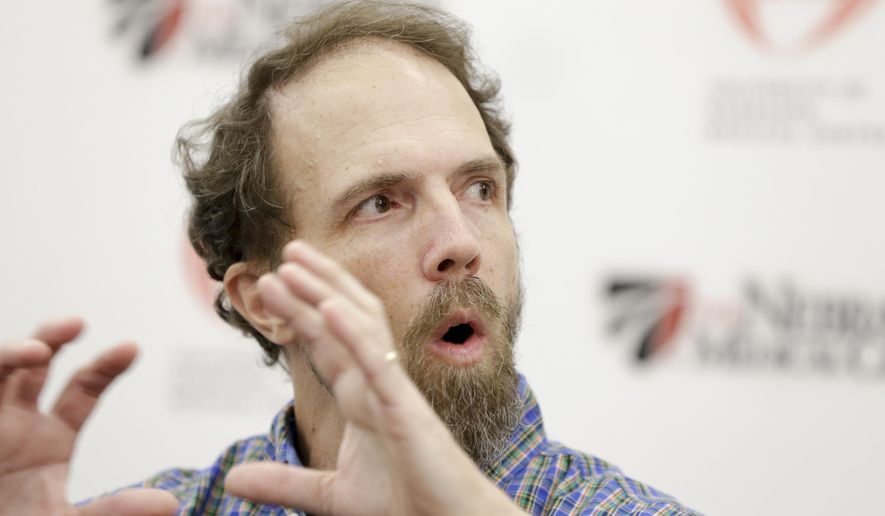 FILE - Former Ebola patient Dr. Richard Sacra participates in a news conference at the Nebraska Medical Center in Omaha, Neb., in this Thursday, Sept. 25, 2014 file photo. The Massachusetts doctor and missionary who was successfully treated for Ebola he contracted in Africa is back in the hospital Saturday Oct. 4, 2014 with what appears to be a respiratory infection, but doctors don't suspect a recurrence of the virus. (AP Photo/Nati Harnik, File)