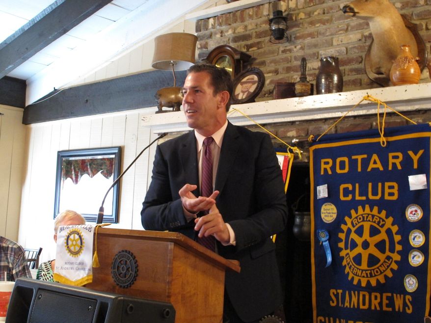 Independent U.S. Senate candidate Thomas Ravenel speaks to the West Ashley Rotary Club on Thursday, Oct. 2, 2014, in Charleston, S.C. Ravenel is finding voters want to talk to him about his felony drug conviction and reality TV show as much as the issues. (AP Photo/Jeffrey Collins)