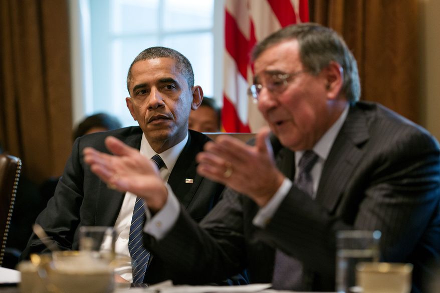 President Barack Obama listens as Defense Secretary Leon Panetta speaks during a Cabinet meeting in the Cabinet Room of the White House, Nov. 28, 2012. (Official White House Photo by Pete Souza)
