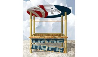 Illustration on the continuing decay of the Obama Administration by Alexander Hunter/The Washington Times