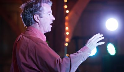 U.S. Sen. Rand Paul, R-Ky., speaks to supporters Sunday, Oct. 12, 2014, during Rand Paul&#39;s Barnburner &amp; BBQ in Bowling Green, Ky. (AP Photo/Daily News, Bac To Trong)