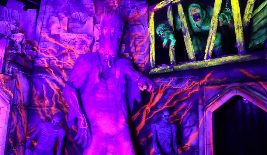 Creatures greet guests to the the maze Inferno 3D at ‘Bennett's Curse’ in Jessup, Maryland. (Photograph by Jacquie Kubin / Special to The Washington Times)