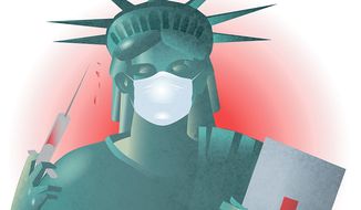 Illustration on U. S. Ebola preparedness by Linas Garsys/The Washington Times