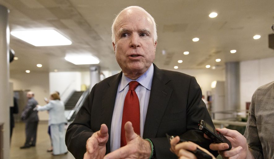 Sen. John McCain, R-Ariz., speaks on Capitol Hill in Washington in this June 4, 2014, file photo. (AP Photo/J. Scott Applewhite, File)