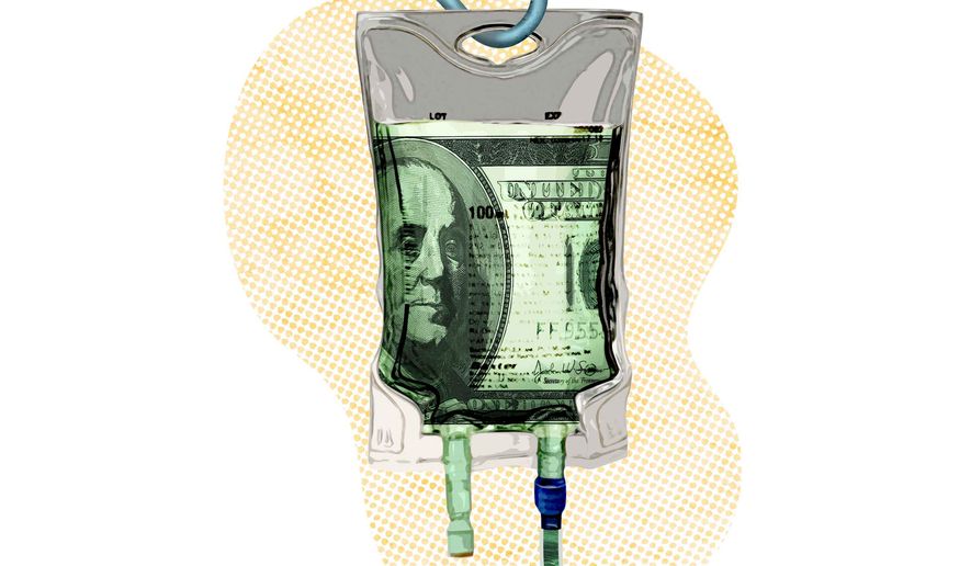 Illustration on Federal spending by Greg Groesch/The Washington Times