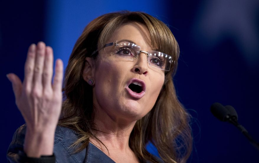 In this Sept. 26, 2014, file photo, former Alaska Gov. Sarah Palin and former vice presidential candidate speaks in Washington. (AP Photo/Manuel Balce Ceneta, File)