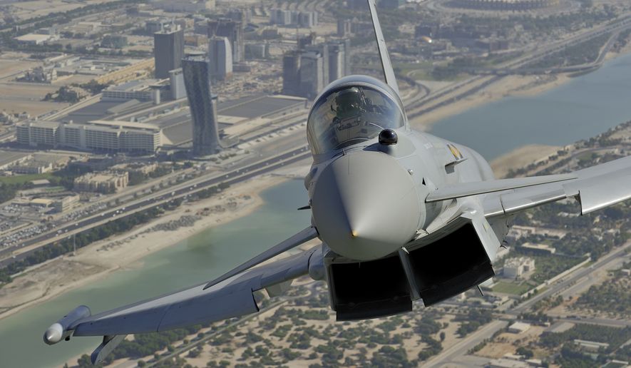 A Eurofighter Typhoon flies over Abu Dhabi. (eurofighter.com) **FILE**