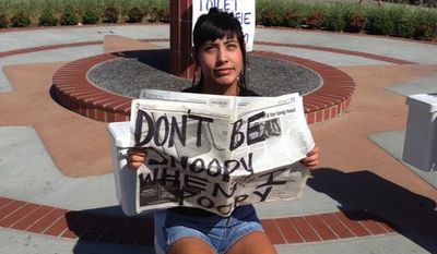 Students at San Diego State University hosted a &quot;s--t in&quot; event last week to protest what they say is a lack of gender neutral bathrooms on campus. (Twitter/@andeedearest)