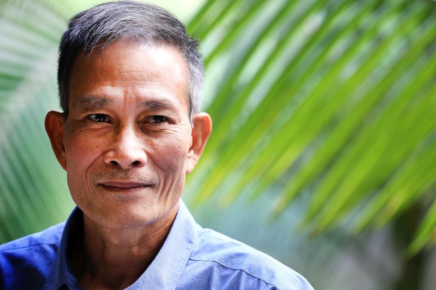 Nguyen Van Hai, one of Vietnam's most prominent dissidents, speaks to the Associated Press on Thursday, Oct. 30, 2014 in Los Angeles after being released from prison and flown to the United States. Hai, who is known as Dieu Cay, was serving a 12-year prison term on charges of spreading "propaganda against the state" through his blogging and citizen media activities. (AP Photo/Richard Vogel)