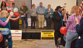 Lloyd Marcus, chairman of the Conservative Campaign Committee, addresses a rally in Denver on Saturday, Nov. 1, 2014. The organization is an independent PAC. (Photo by Judson Phillips)