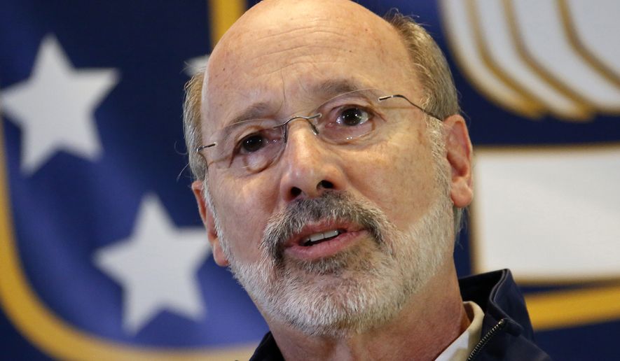 Pennsylvania Democratic gubernatorial candidate Tom Wolf speaks during a rally at the United Steelworkers of America headquarters in downtown Pittsburgh, Monday, Nov. 2, 2014. Wolf is looking to unseat incumbent Republican Governor Tom Corbett in Tuesday&#39;s mid-term election. (AP Photo/Gene J. Puskar)