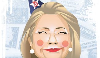 Illustration on Hillary Clinton&#39;s economic ignorance by Linas Garsys/The Washington Times
